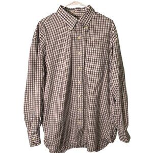 Peter Millar Men's XXL 100% Cotton Long‎ Sleeve Button Down Shirt Check Preppy